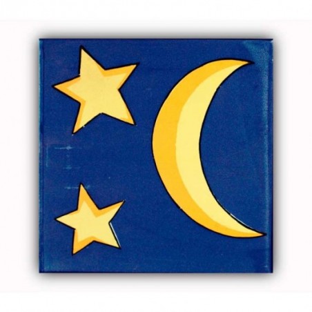 Azulejo Estrella y luna 20AZFazul