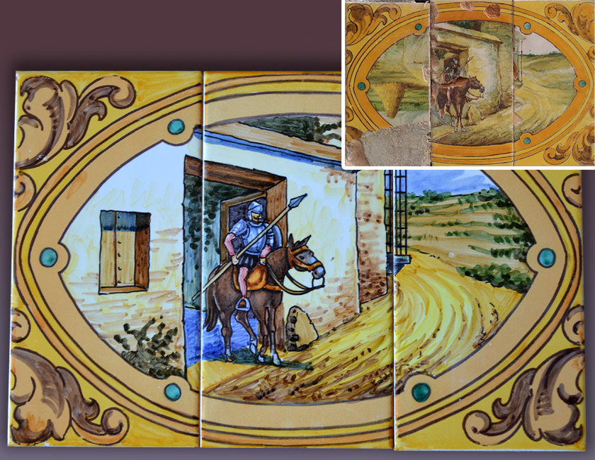 Reproducción de azulejos con escenas de El Quijote en el Palacio de El Pardo